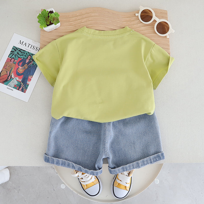 Infants Printed Pure Cotton T-shirt With Shorts