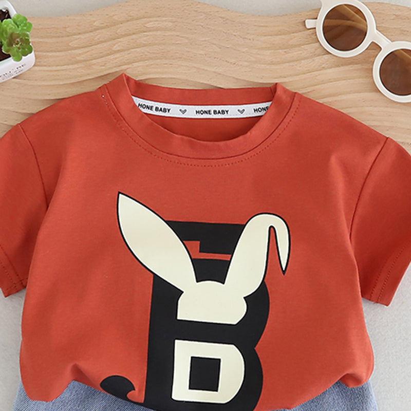 Boys Graphic Printed Pure Cotton T-shirt With Shorts