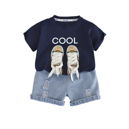 Boys Printed Pure Cotton T-shirt With Shorts