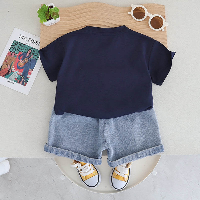 Boys Printed Pure Cotton T-shirt With Shorts