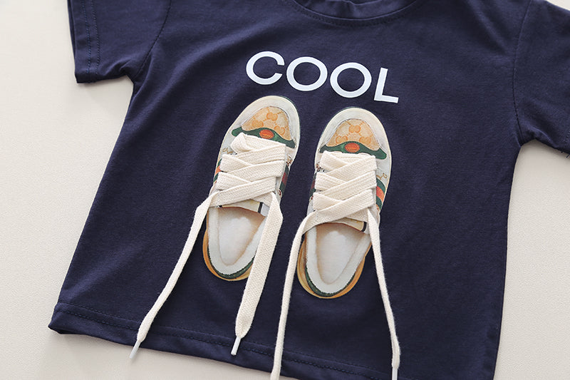 Boys Printed Pure Cotton T-shirt With Shorts