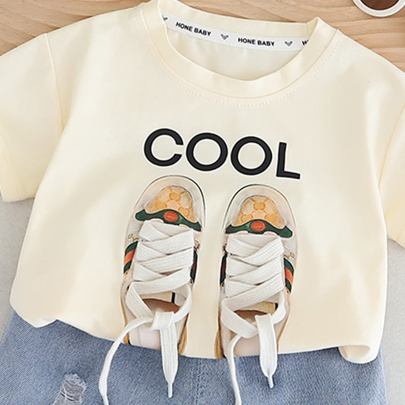 Boys Graphic Printed Pure Cotton T-shirt With Shorts