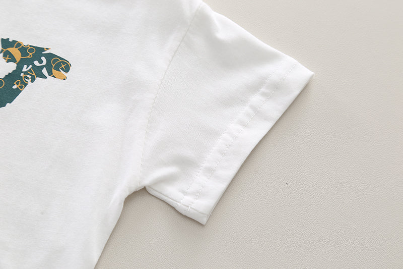 Boys Printed Round Neck Pure Cotton T-shirt with Shorts