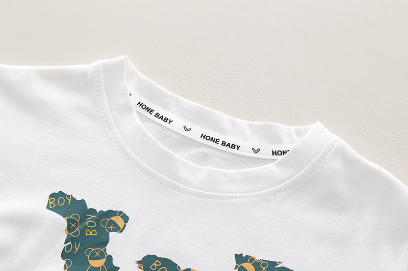 Boys Printed Round Neck Pure Cotton T-shirt with Shorts