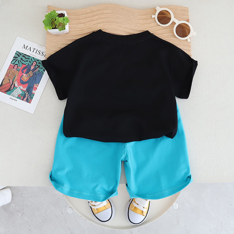 Infants Printed Pure Cotton T-shirt With Shorts