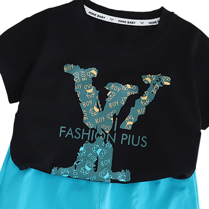 Infants Printed Pure Cotton T-shirt With Shorts