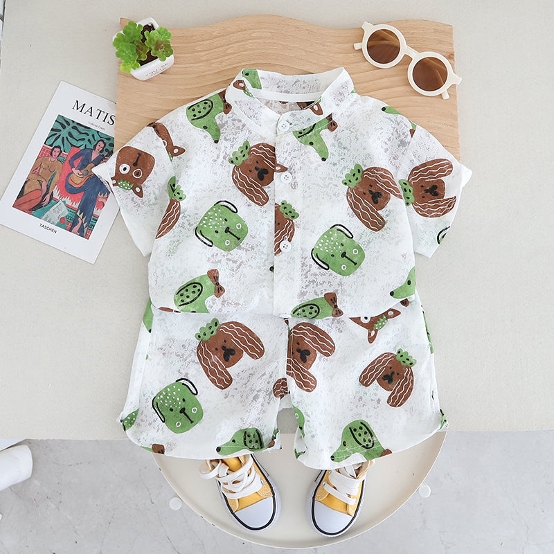 Infants Printed Pure Cotton Shirt With Shorts