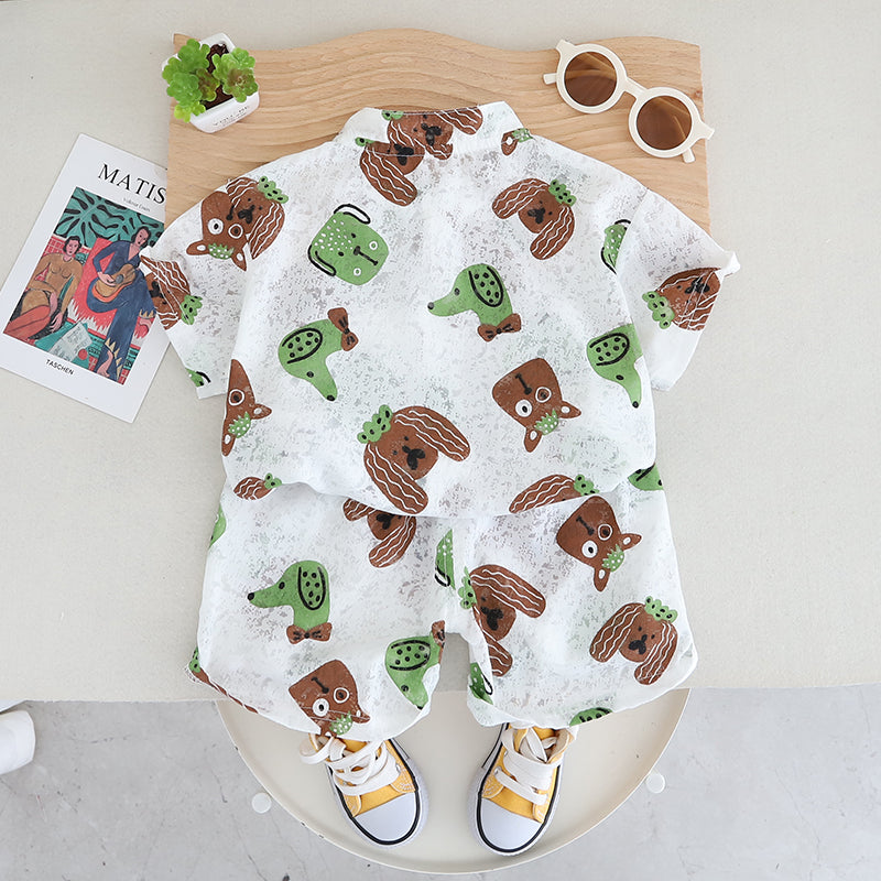 Infants Printed Pure Cotton Shirt With Shorts