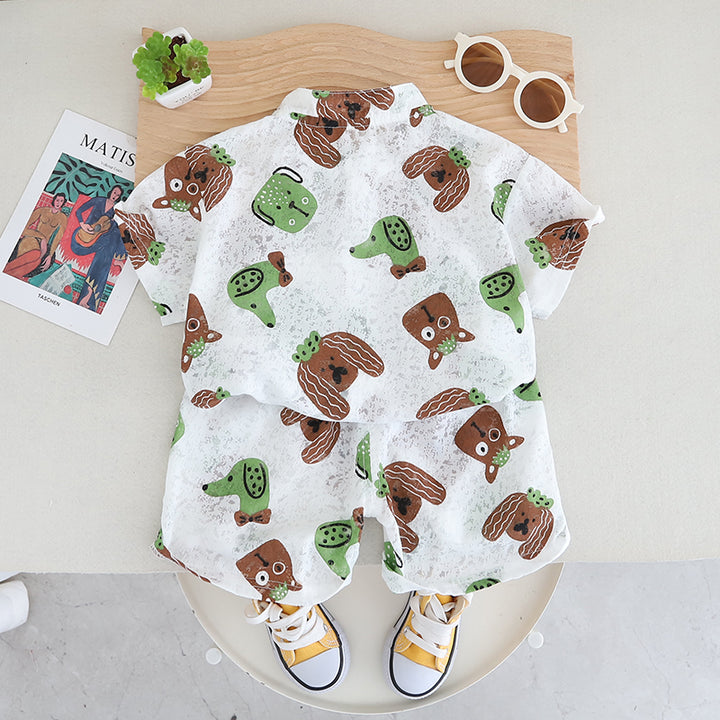 Infants Printed Pure Cotton Shirt With Shorts