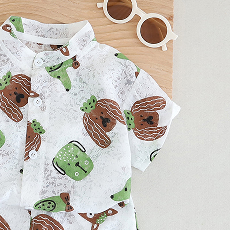 Infants Printed Pure Cotton Shirt With Shorts