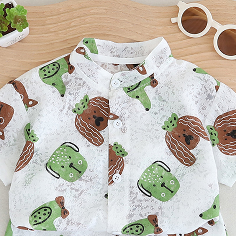 Infants Printed Pure Cotton Shirt With Shorts