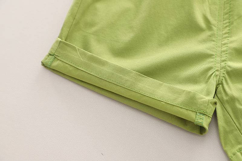 Boys Embroidered Round Neck Pure CottonT-shirt With Shorts