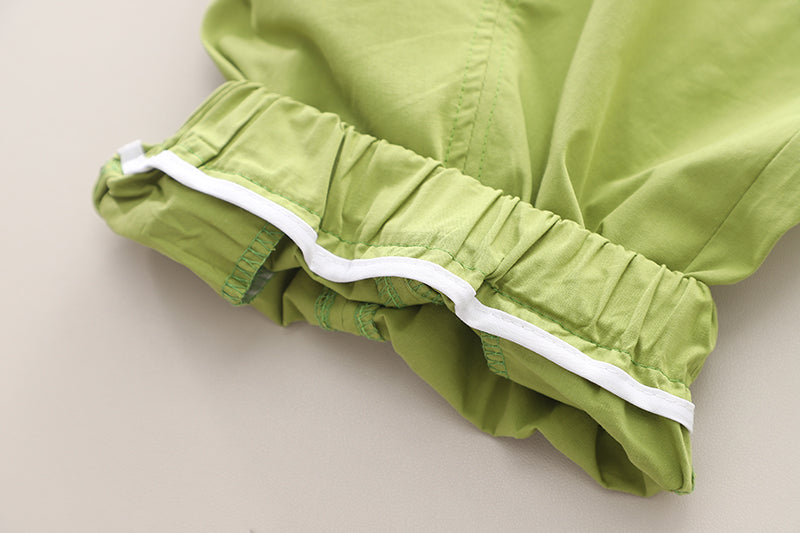 Boys Embroidered Round Neck Pure CottonT-shirt With Shorts