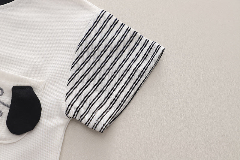 Boys Striped Round Neck Pure Cotton T-shirt With Shorts