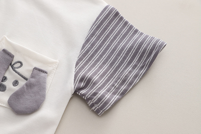 Boys Striped Round Neck Pure Cotton T-shirt with Shorts