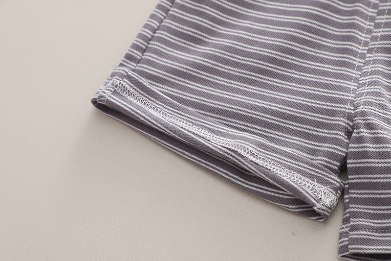 Boys Striped Round Neck Pure Cotton T-shirt with Shorts
