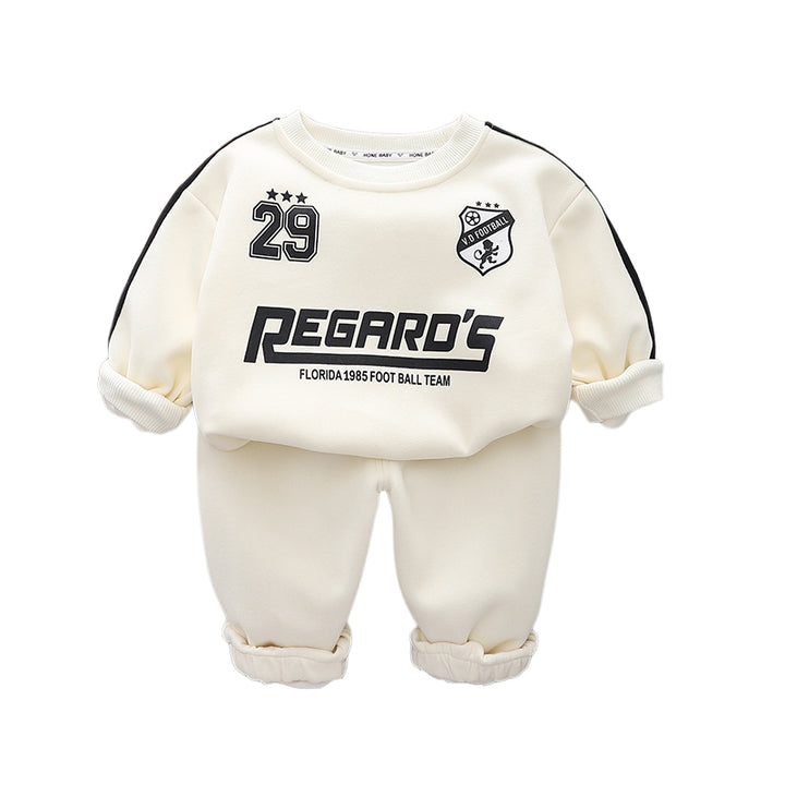 Boys Printed Round Neck Sweatshirt With Trousers
