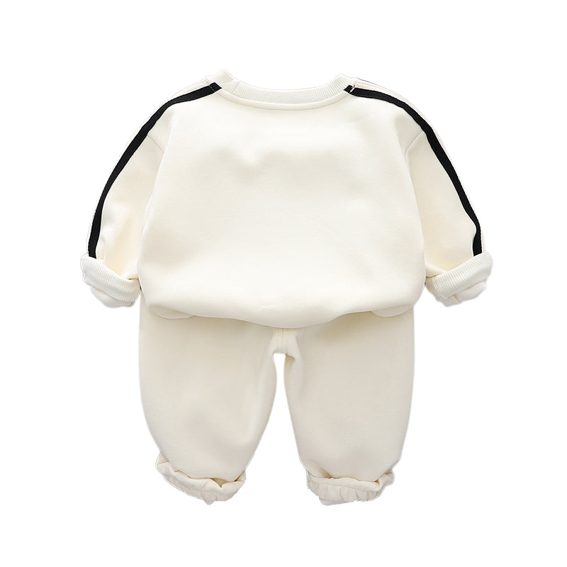 Boys Printed Round Neck Sweatshirt With Trousers