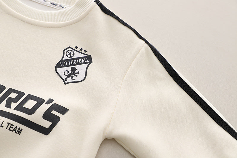 Boys Printed Round Neck Sweatshirt With Trousers