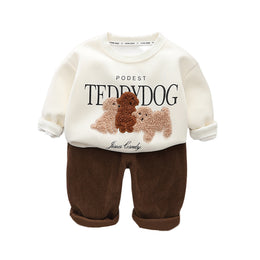 Boys Self Design Round Neck T-shirt With Trousers