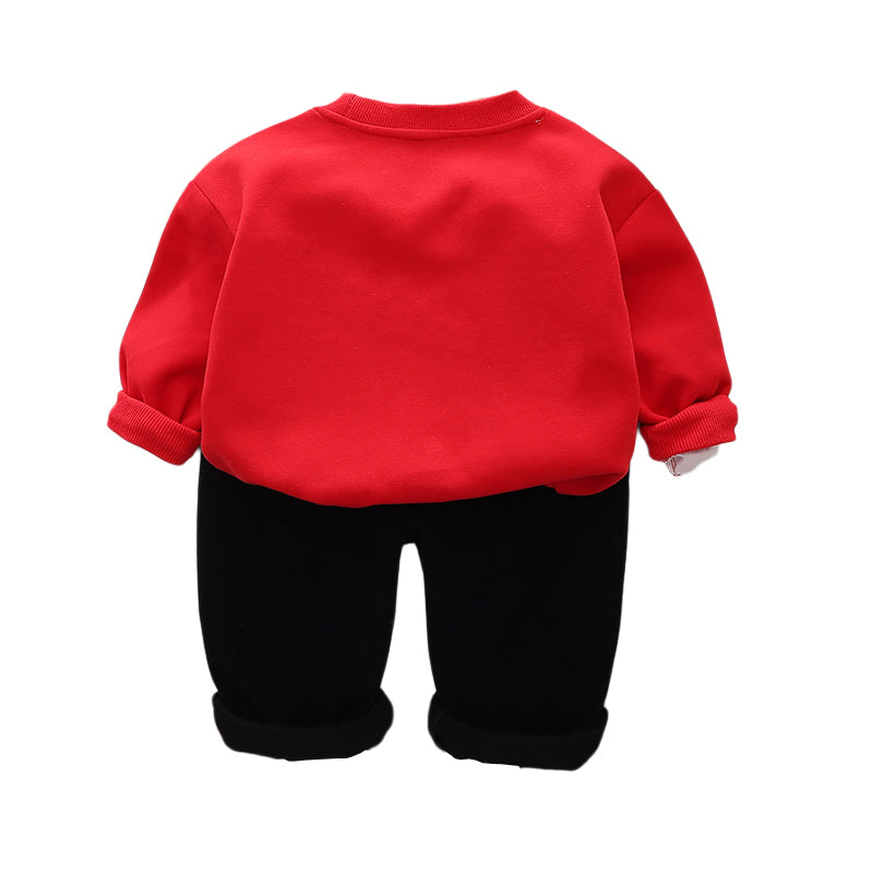 Boys Self Design Round Neck T-shirt With Trousers