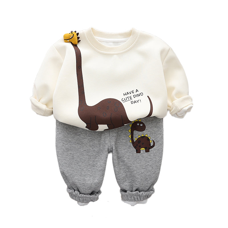 Boys Printed Round Neck T-shirt With Trousers