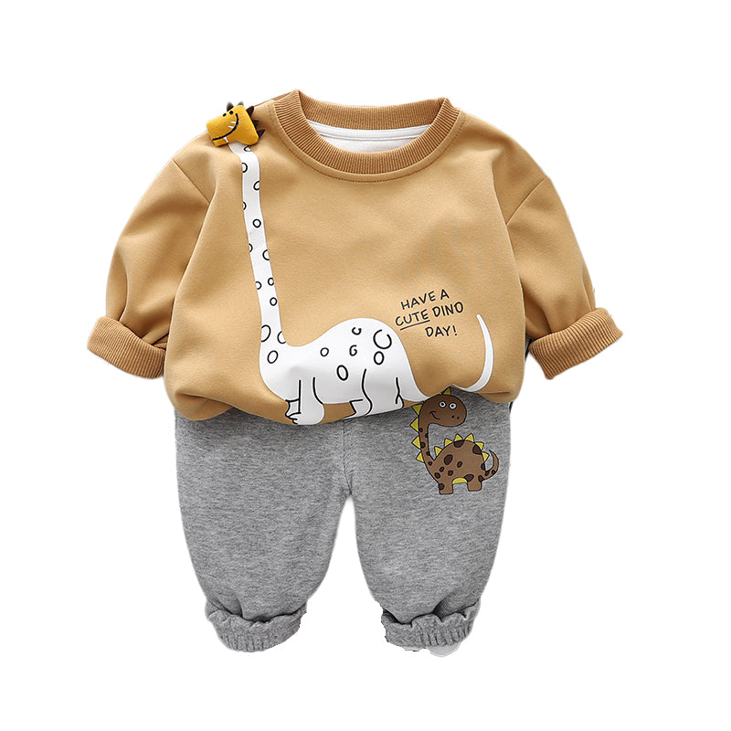 Boys Printed Round Neck T-shirt with Trousers