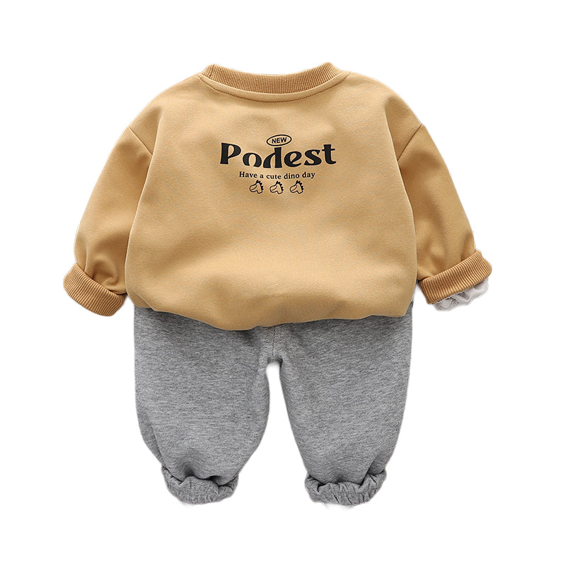 Boys Printed Round Neck T-shirt with Trousers