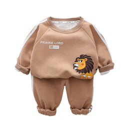 Boys Printed Round Neck T-shirt with Trousers