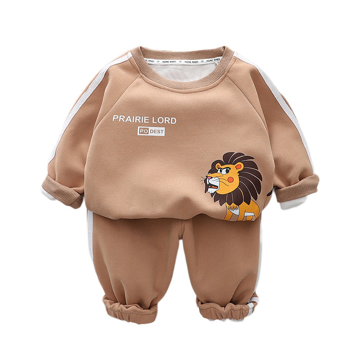 Boys Printed Round Neck T-shirt with Trousers