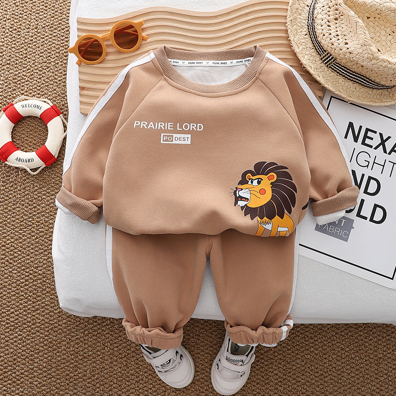 Boys Printed Round Neck T-shirt with Trousers