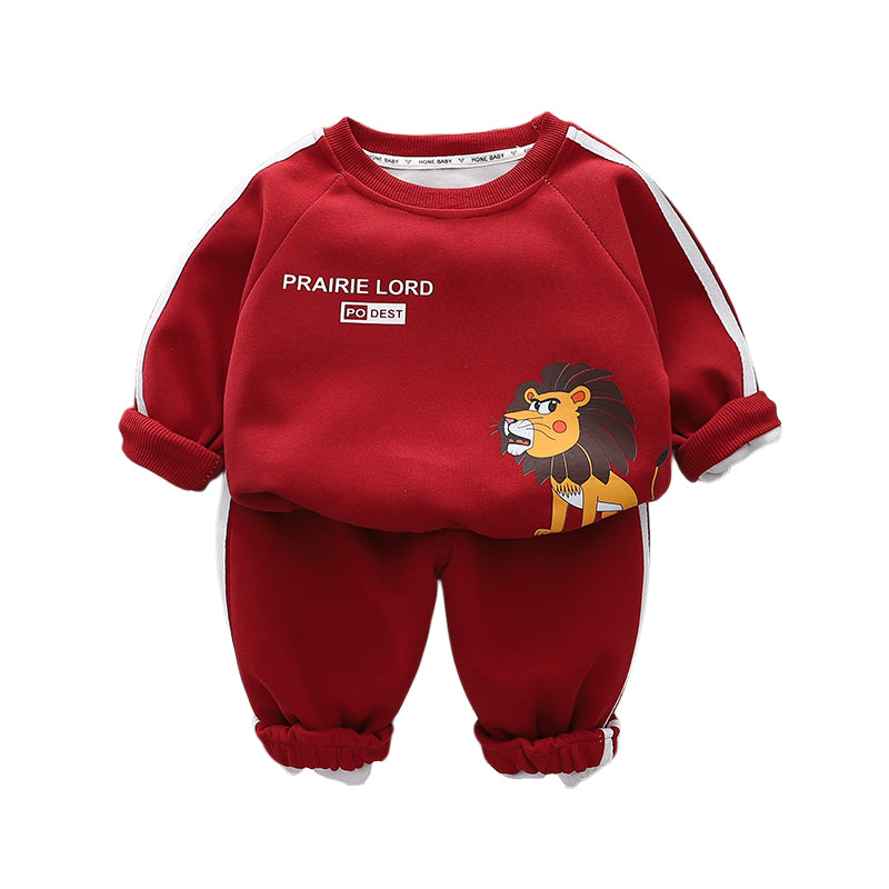Boys Printed Round Neck T-shirt with Trousers