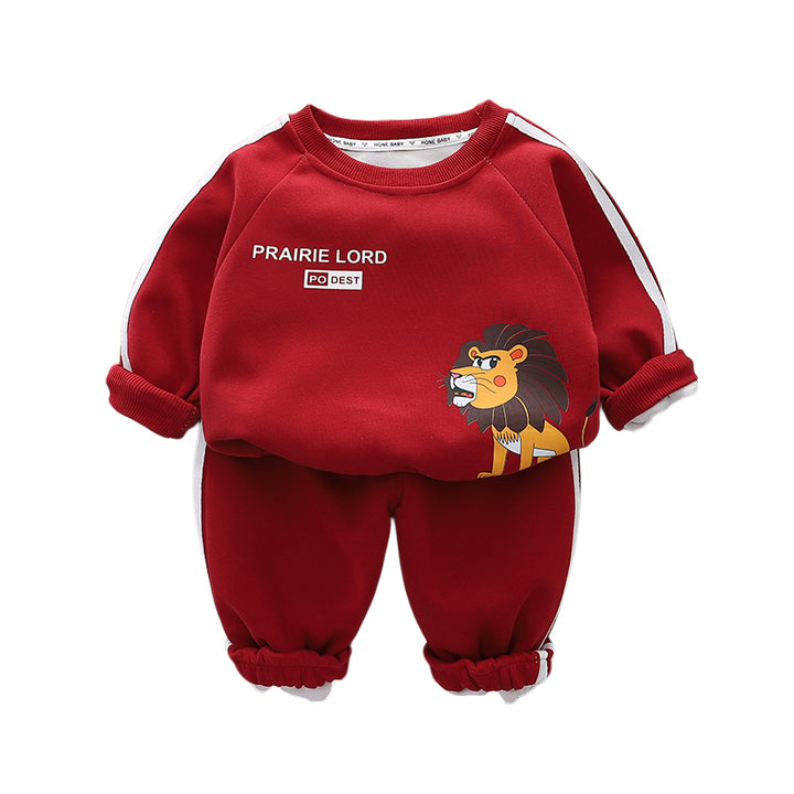 Boys Printed Round Neck T-shirt with Trousers
