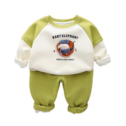 Boys Printed Round Neck T-shirt with Trousers