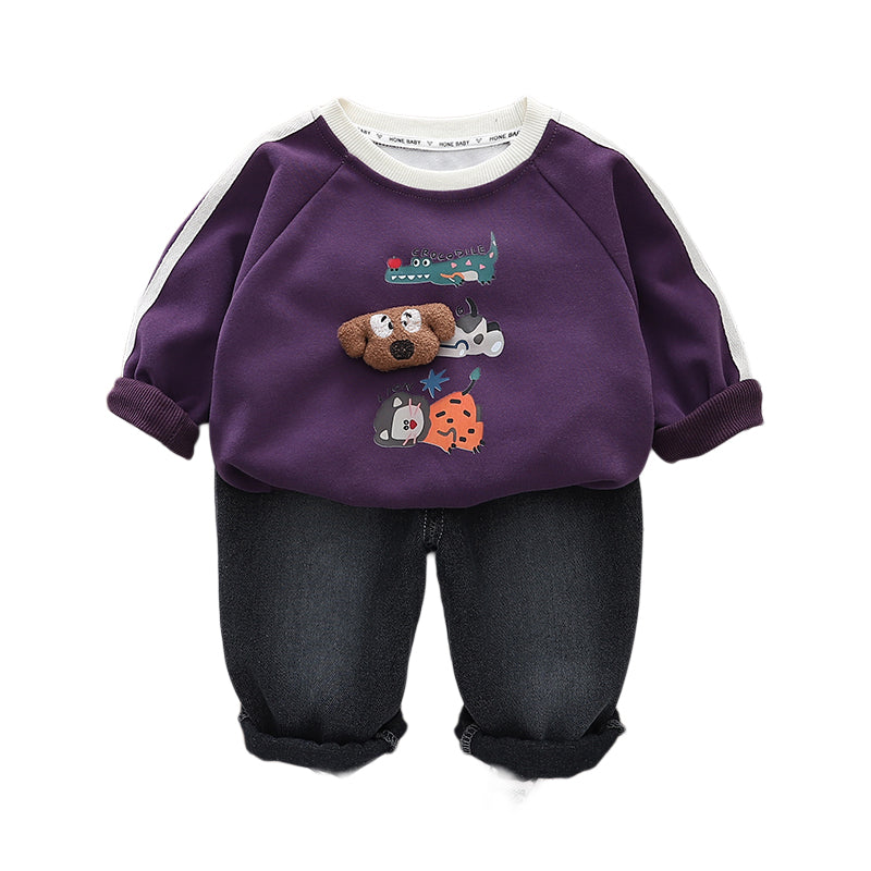 Boys Printed Sweatshirt With Trousers