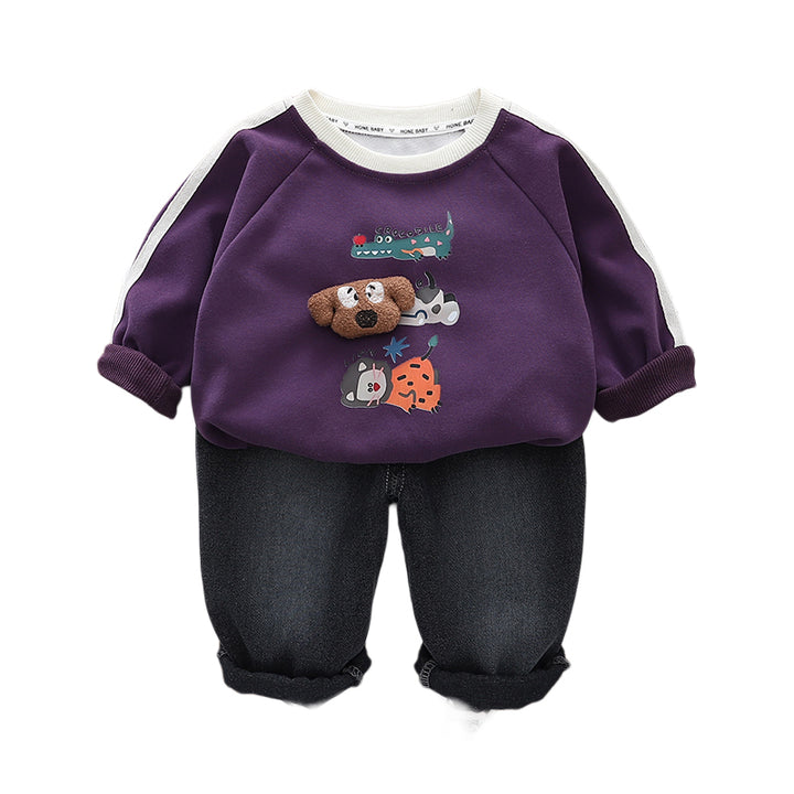 Boys Printed Sweatshirt With Trousers