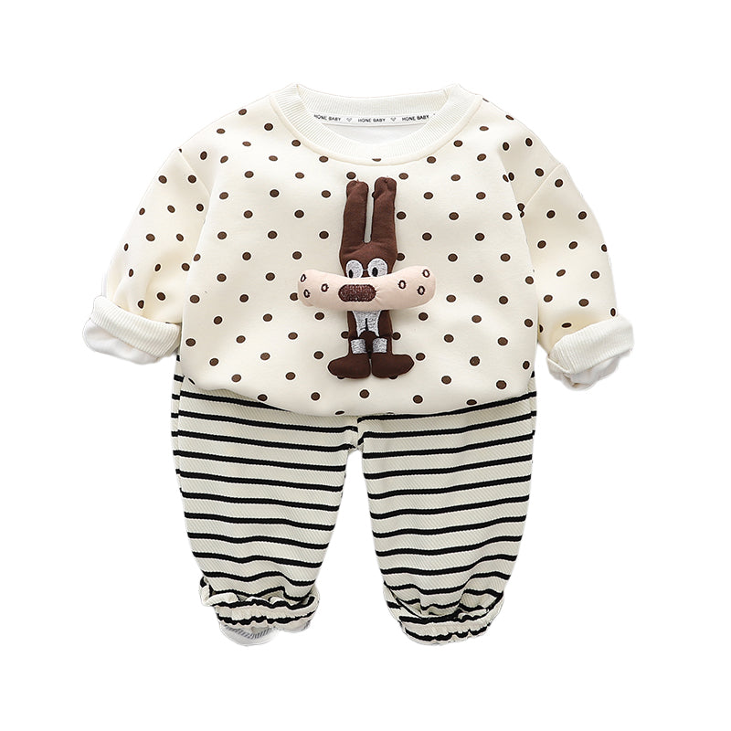 Boys Polka Dot Printed Sweatshirt With Trousers