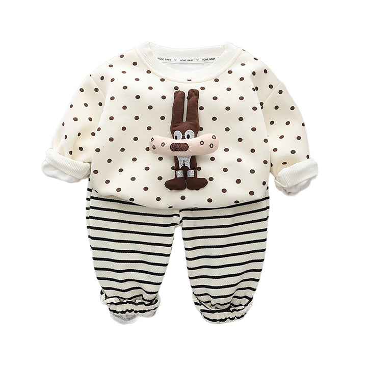 Boys Polka Dot Printed Sweatshirt With Trousers