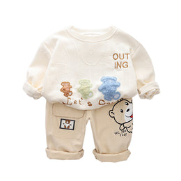 Boys Self Design Round Neck T-shirt With Trousers