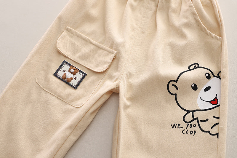 Boys Self Deisgn Sweatshirt With Trousers