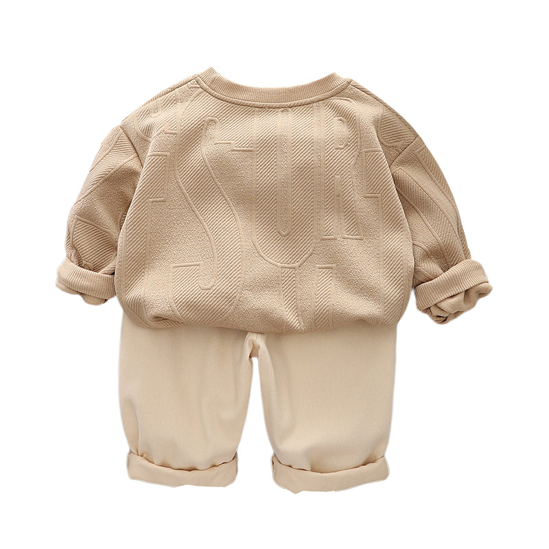 Boys Self Design Round Neck T-shirt With Trousers
