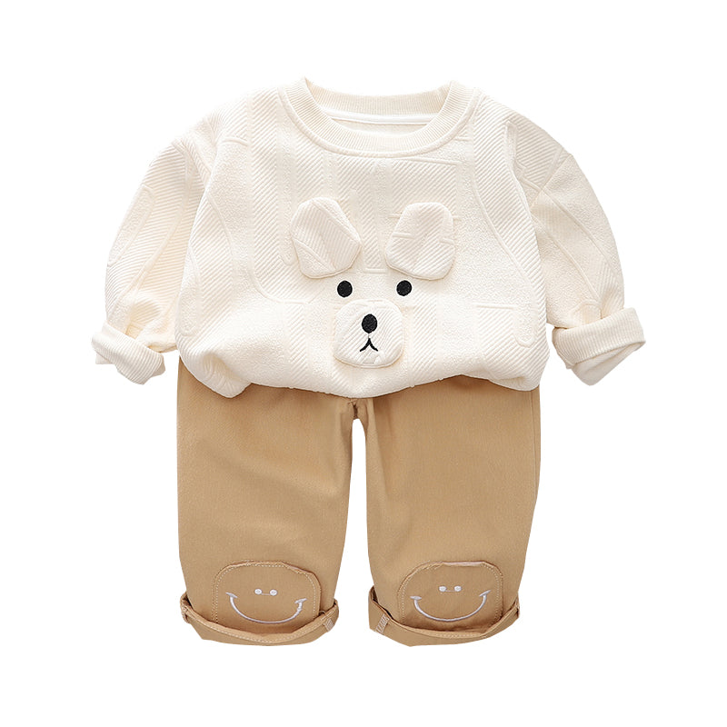 Boys Self Design Round Neck T-shirt With Trousers