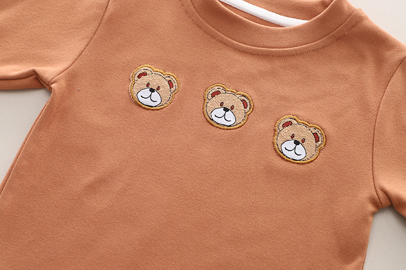 Boys Self Design Round Neck T-shirt With Trousers