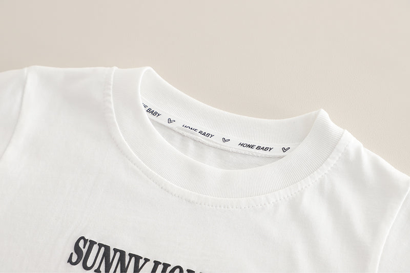 Boys Printed Round Neck Pure Cotton T-shirt with Shorts