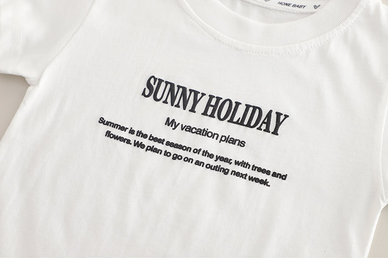 Boys Printed Round Neck Pure Cotton T-shirt with Shorts