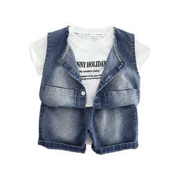 Boys Printed Round Neck Pure Cotton T-shirt with Shorts