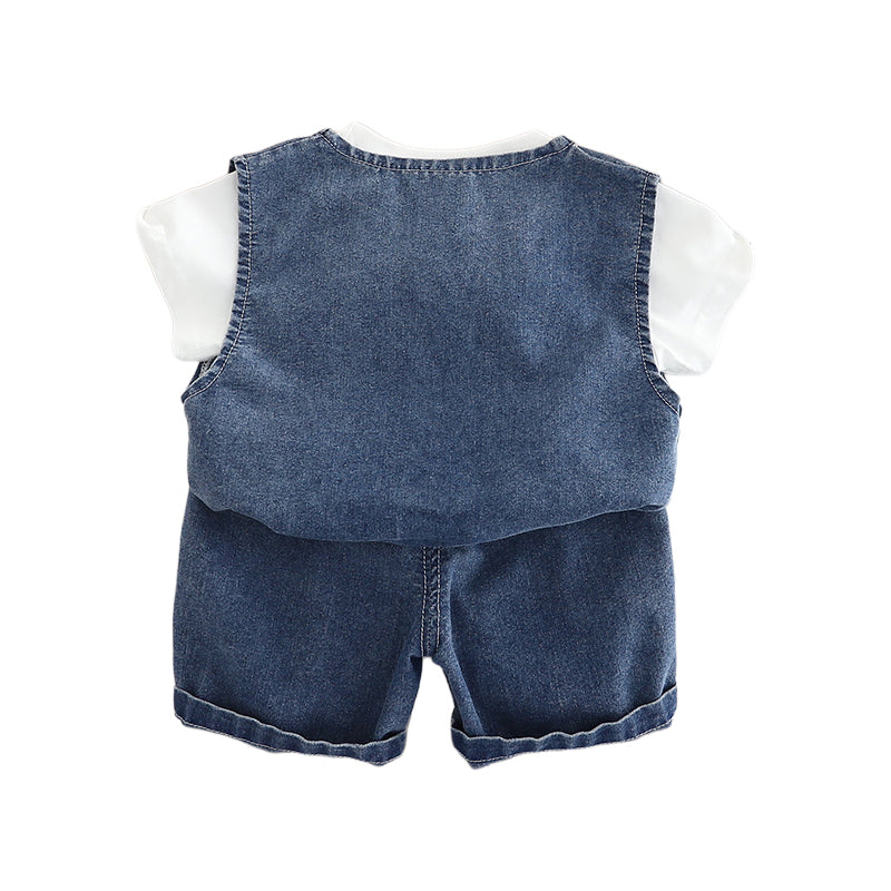 Boys Printed Round Neck Pure Cotton T-shirt with Shorts