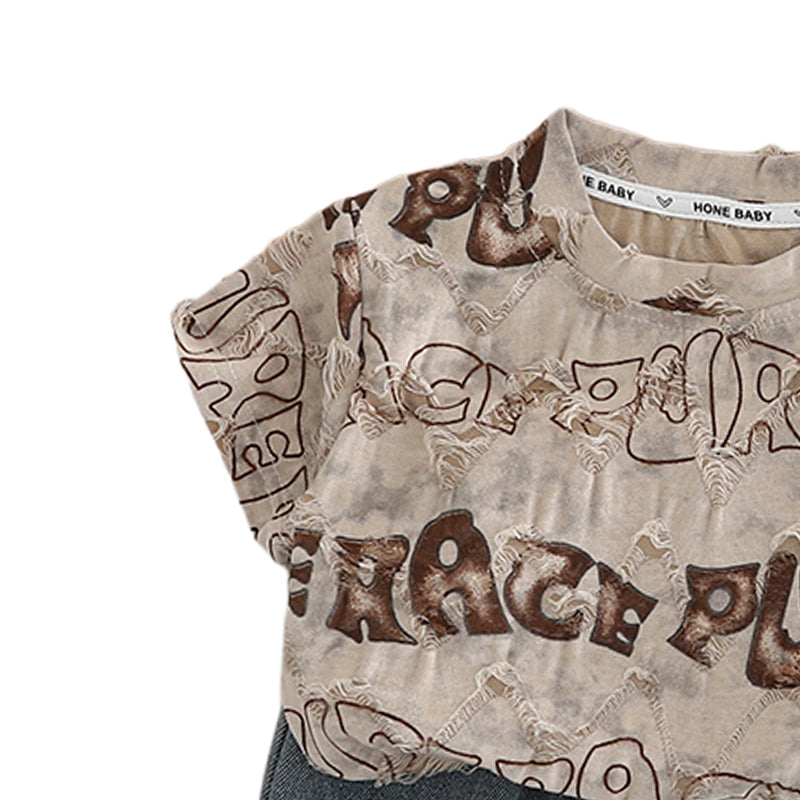 Boys Typograghy Printed Pure Cotton T-shirt With Shorts