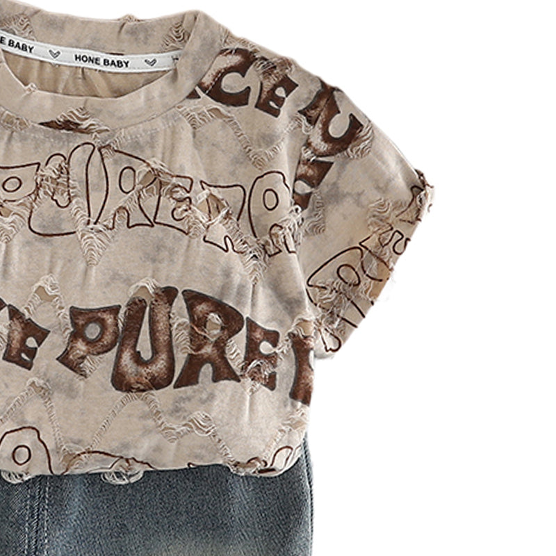 Boys Typograghy Printed Pure Cotton T-shirt With Shorts