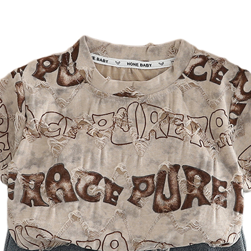 Boys Typograghy Printed Pure Cotton T-shirt With Shorts